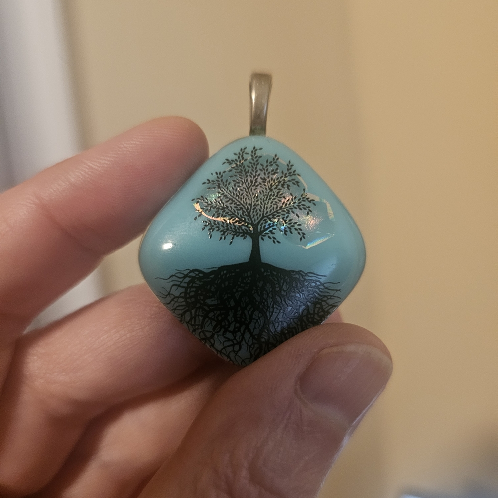 Lilly Campos Tree of Life Glass Art Pendant